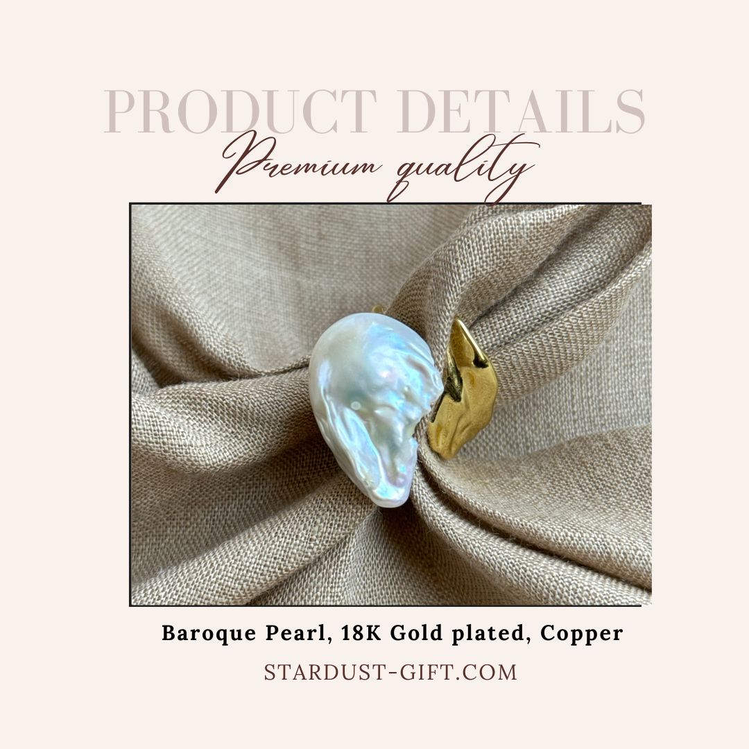 Natural High Luster Freshwater Baroque Pearl Ring