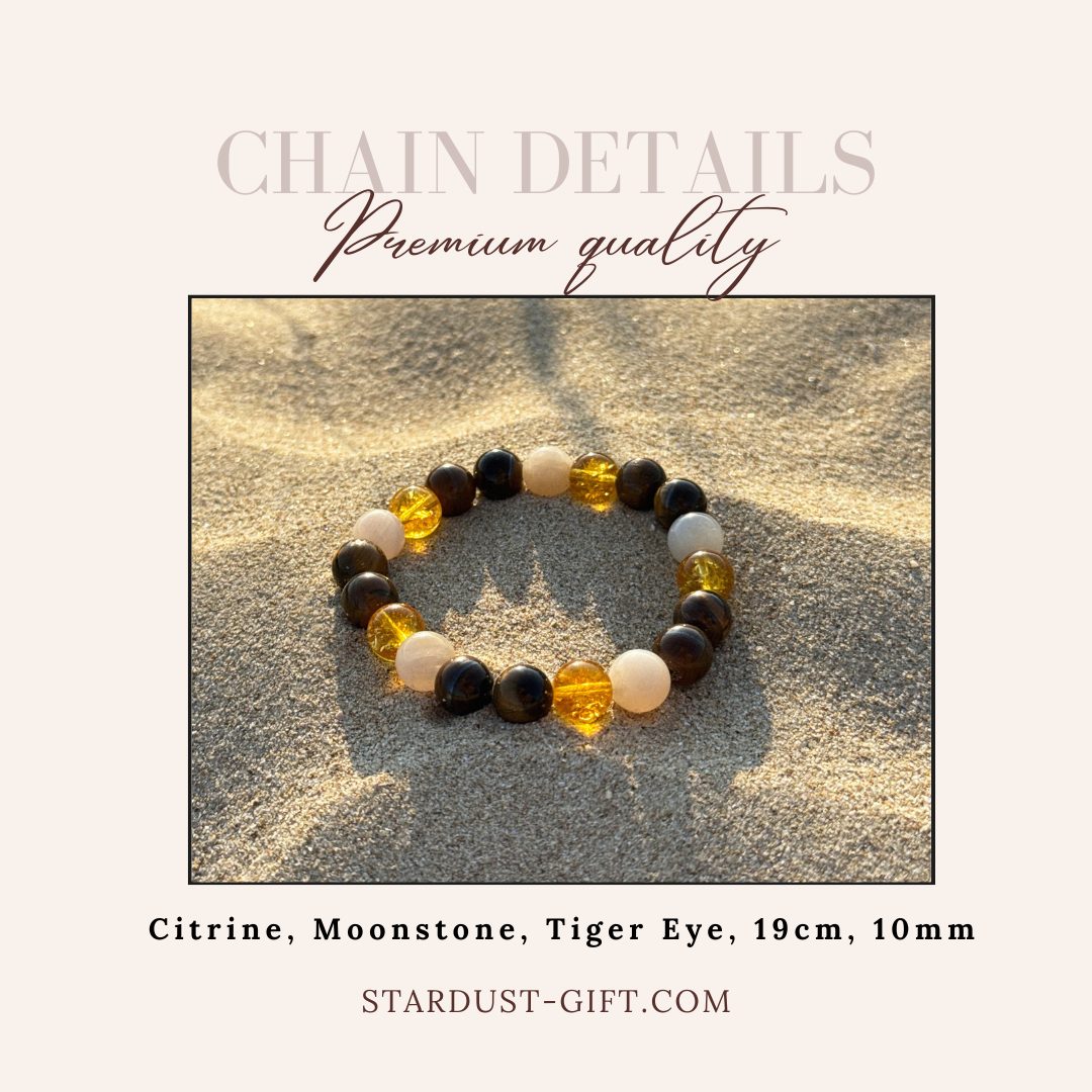Citrine Moonstone Tiger Eye Bracelet