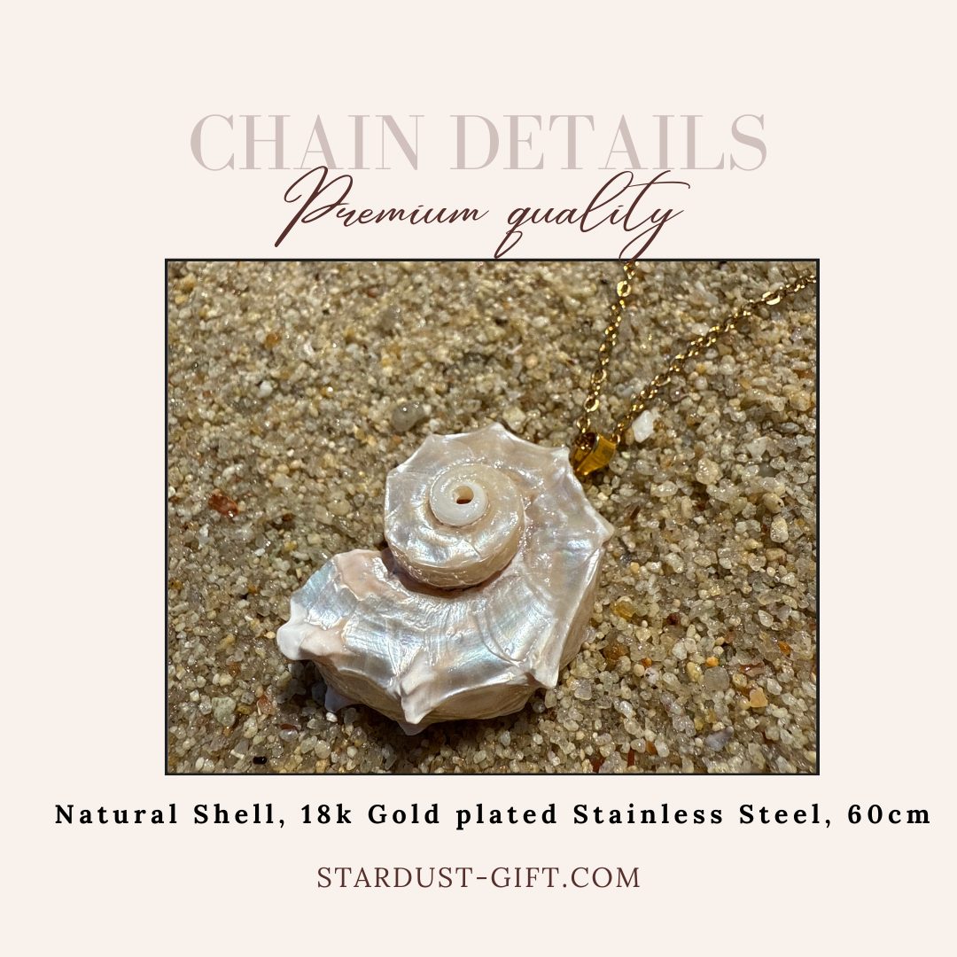 Natural Shell Pendant Necklace, Coastal Statement Necklace | 18K Gold Plated