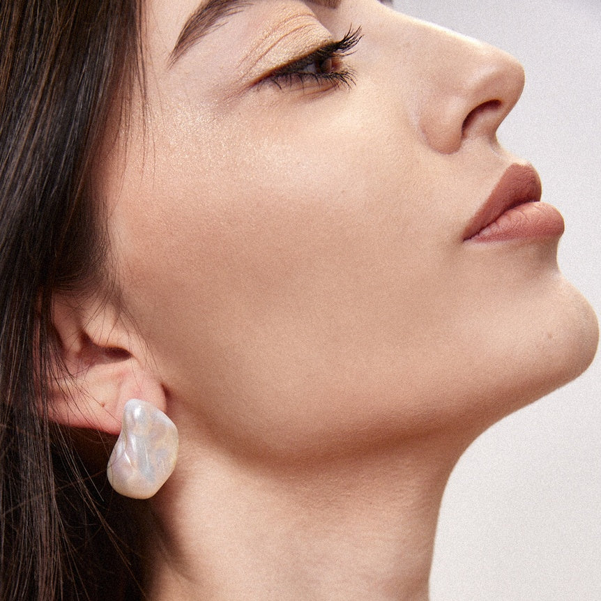 Large Baroque Pearl stud earrings 18k gold plated pins