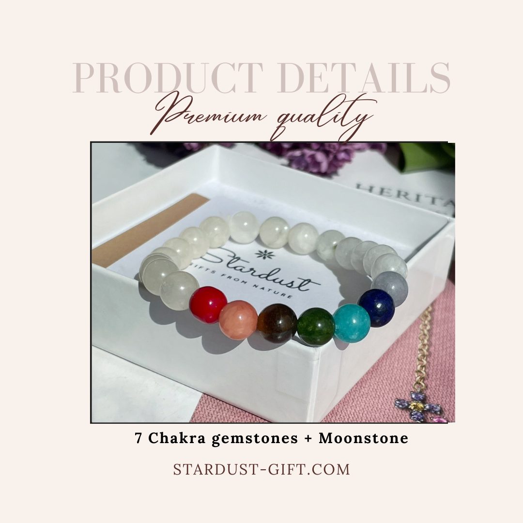 7 Chakra Gemstone Bracelet with Moonstone | Balance & Harmony