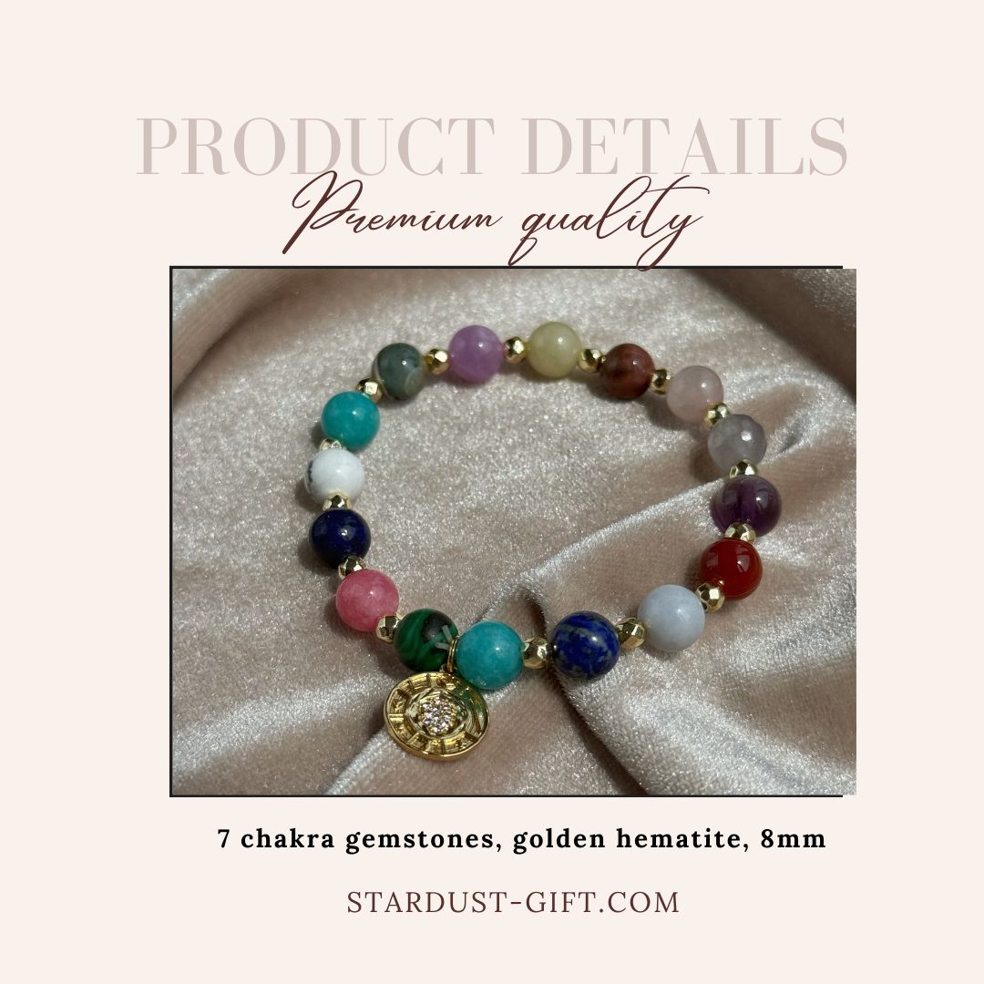 HARMONY | Colorful Gemstone Bracelet with Gold Coin Charm