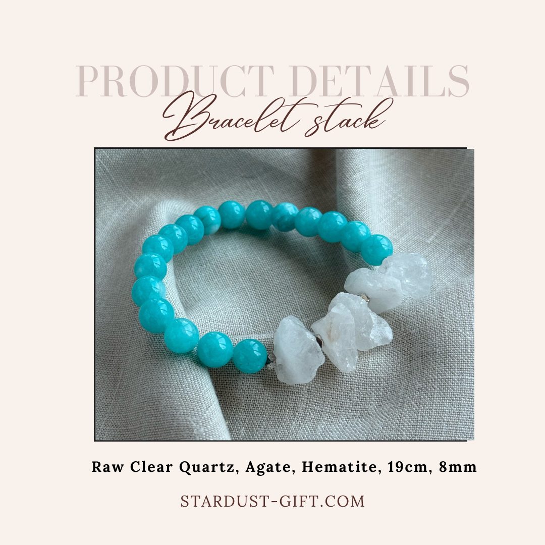 Blue Agate & Raw Clear Quartz Bracelet