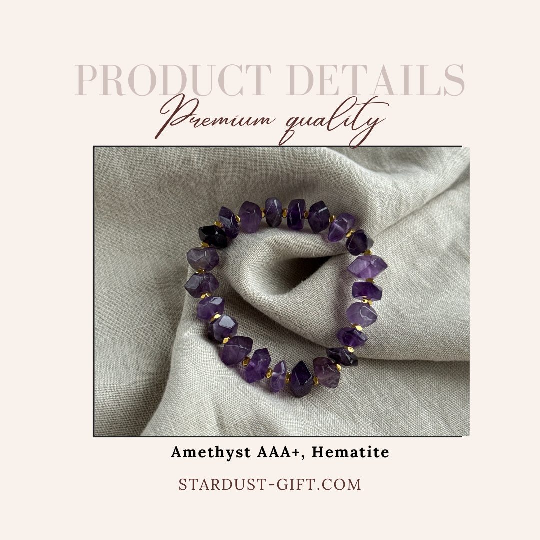 ROYAL AMETHYST | Faceted Purple Gemstone Bracelet with Gold Accents