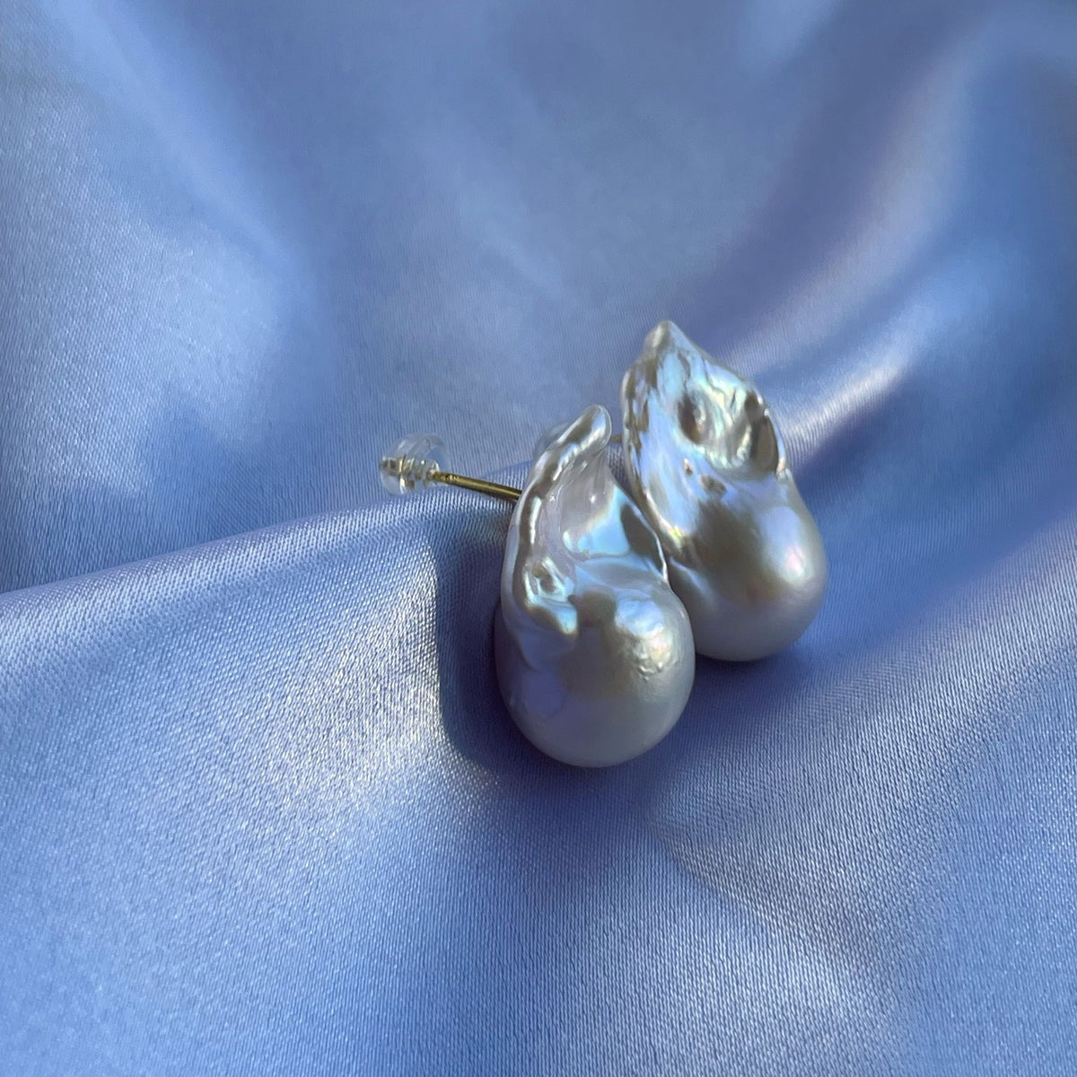 Large Baroque Pearl stud earrings 18k gold plated pins