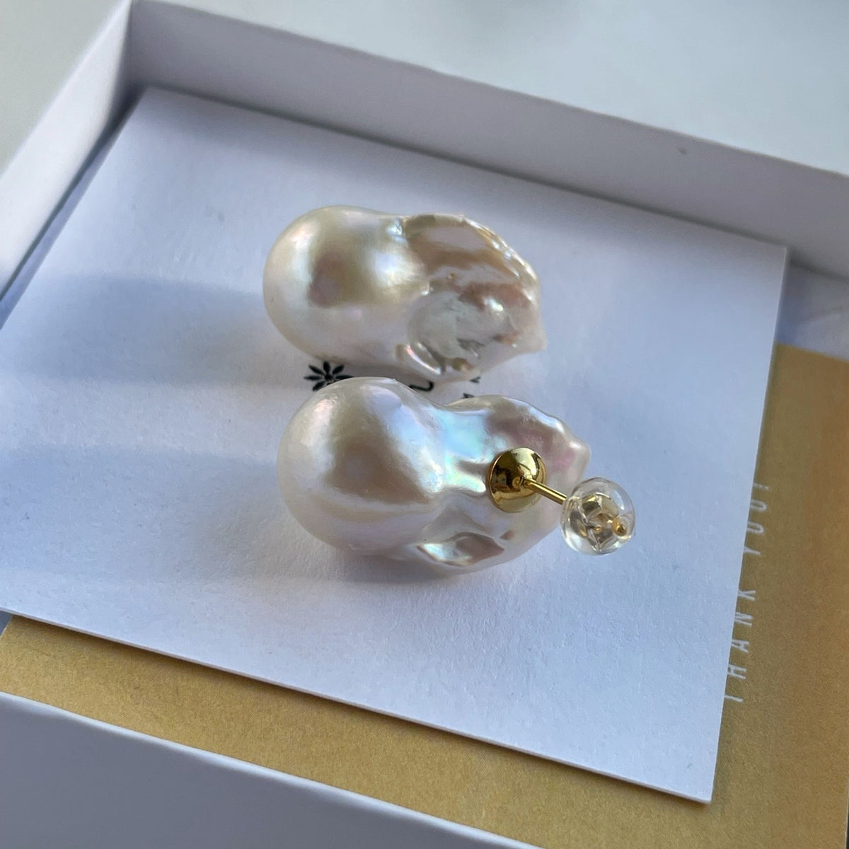 Large Baroque Pearl stud earrings 18k gold plated pins