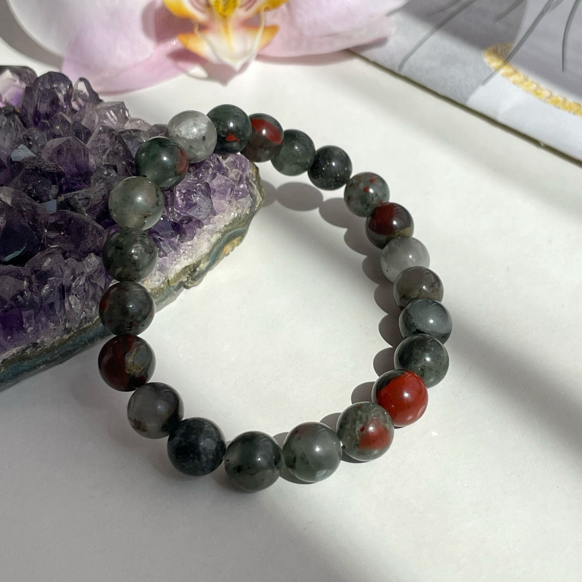 Natural Bloodstone Bracelet 8mm | Courage & Protection