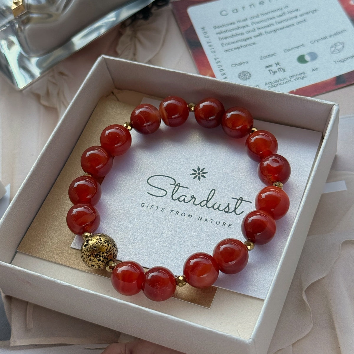 RADIANCE Carnelian Bracelet | Natural Orange Gemstone & Gold Hematite