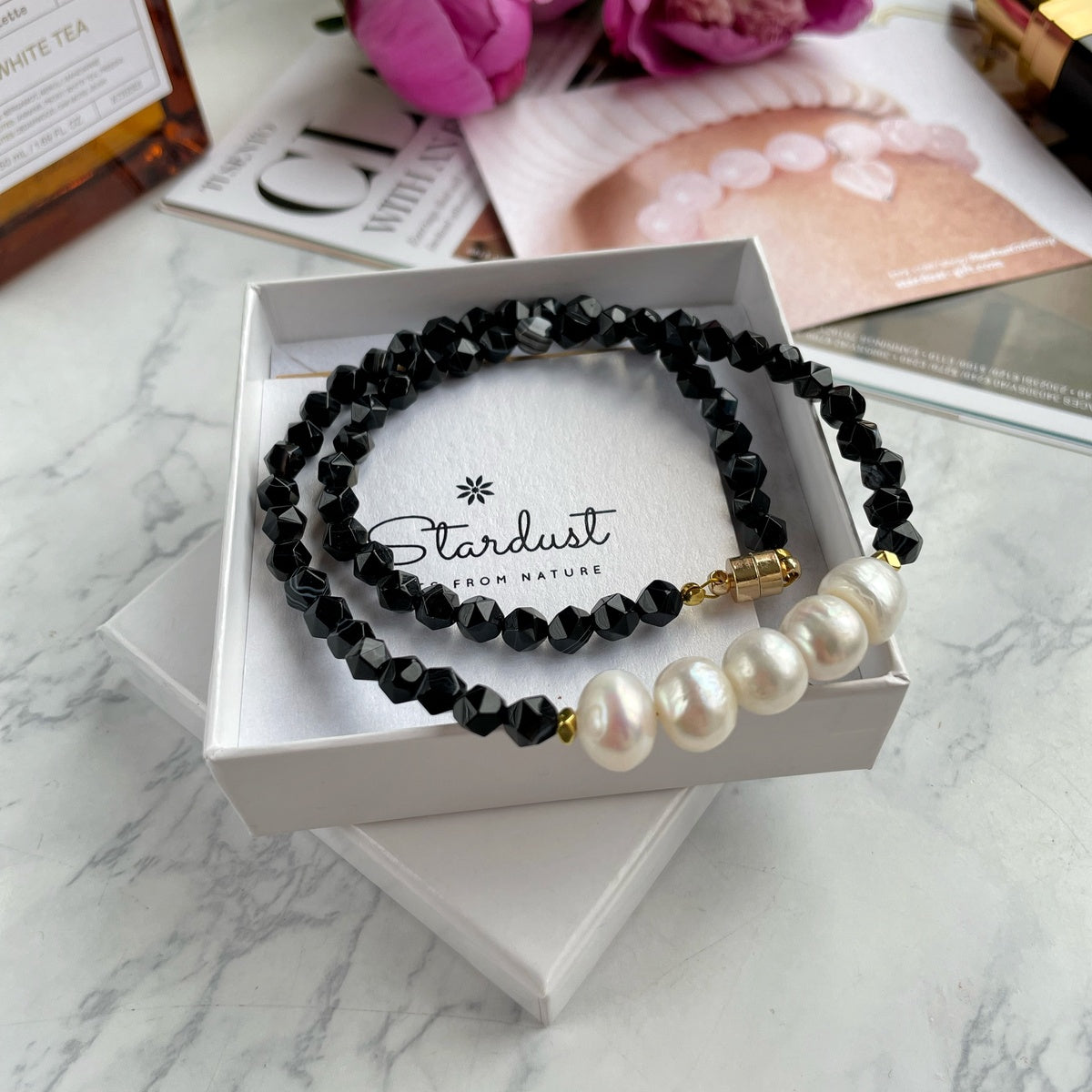 Faced Black Agate Choker