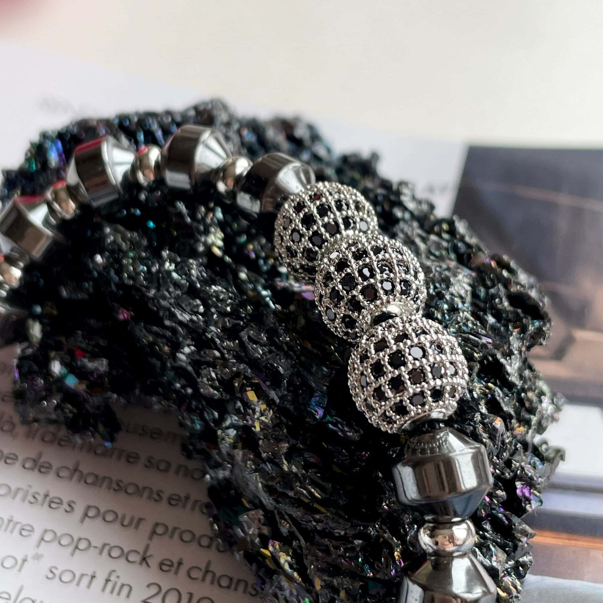 Men’s Black Zircon & Hematite Bracelet | Adjustable