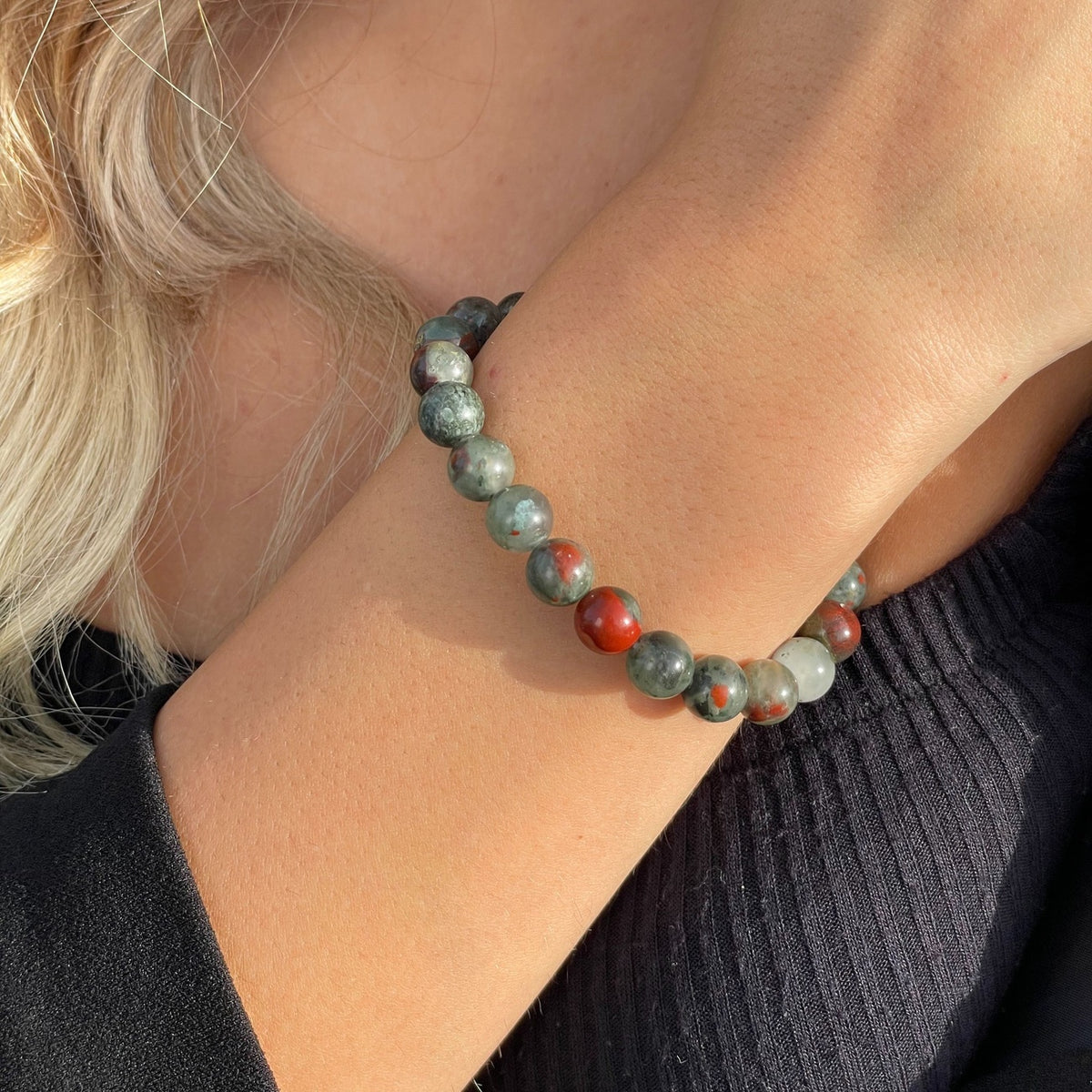 Natural Bloodstone Bracelet 8mm | Courage & Protection