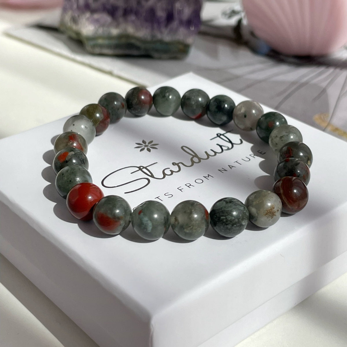 Natural Bloodstone Bracelet 8mm | Courage & Protection