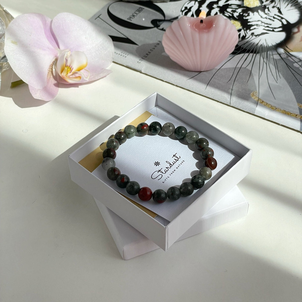 Natural Bloodstone Bracelet 8mm | Courage & Protection