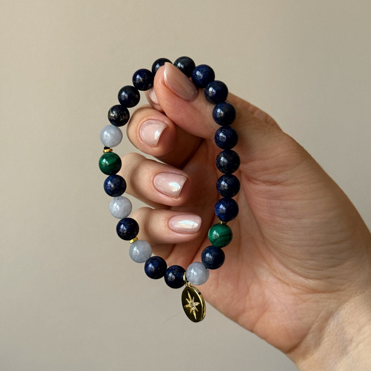 Premium Lapis Lazuli Bracelet with Malachite and Angelite