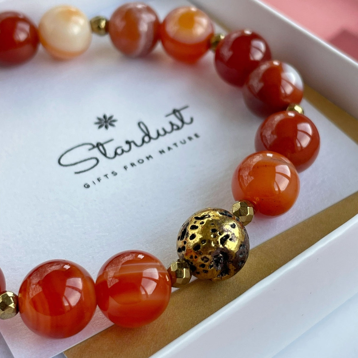 RADIANCE Carnelian Bracelet | Natural Orange Gemstone & Gold Hematite