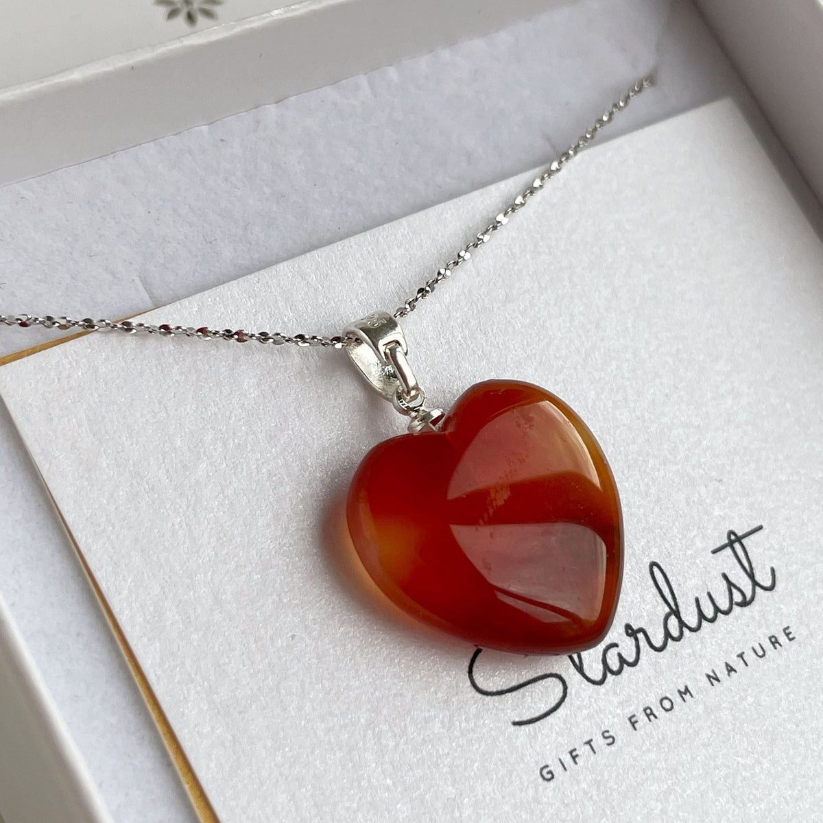 Carnelian Heart Pendant 2.5cm