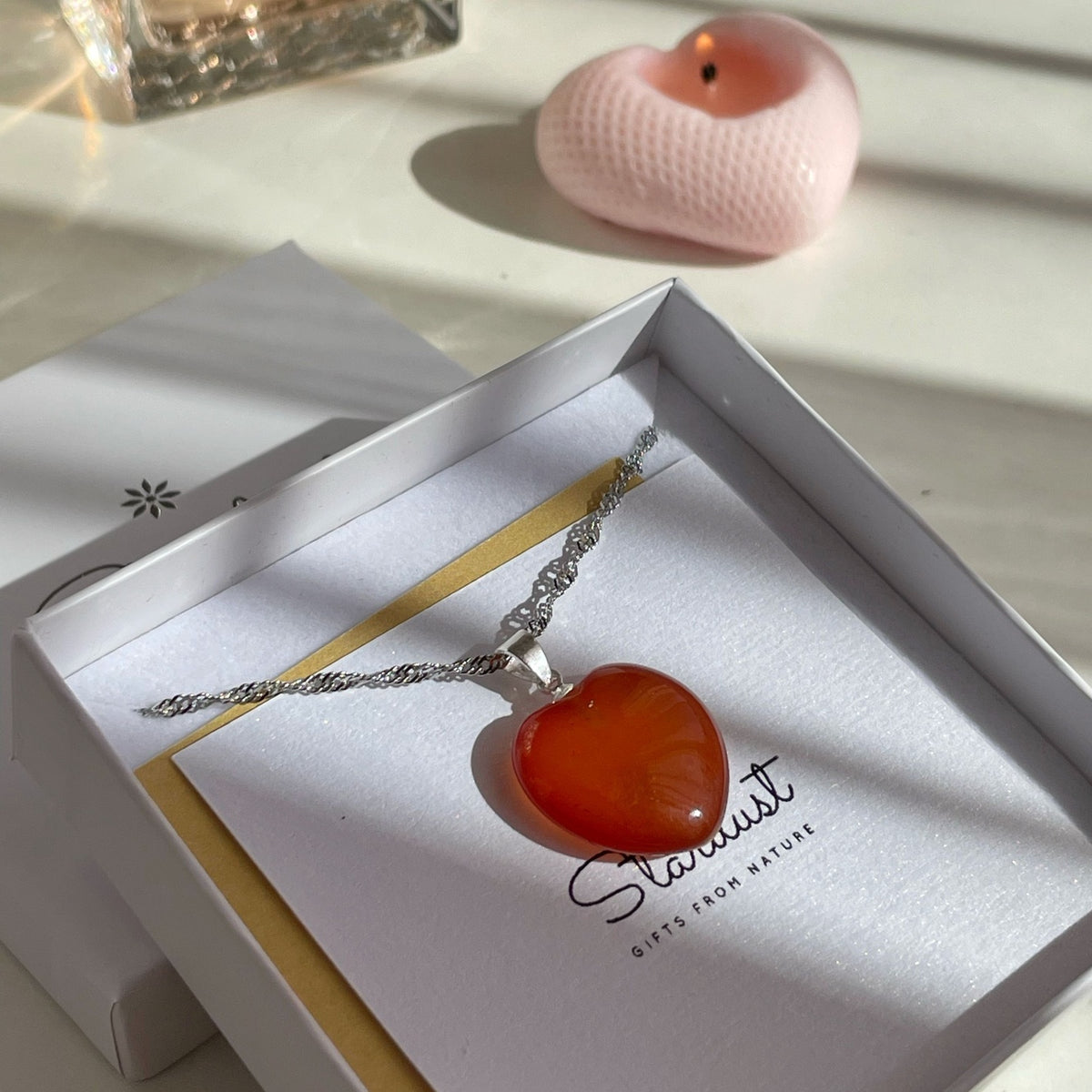 Carnelian Heart Pendant 2.5cm