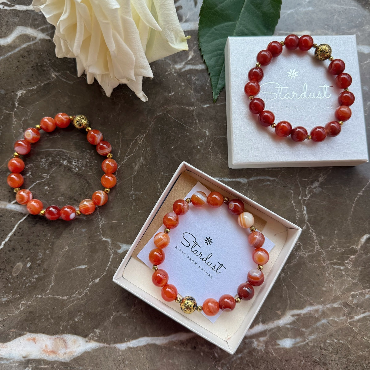 RADIANCE Carnelian Bracelet | Natural Orange Gemstone & Gold Hematite