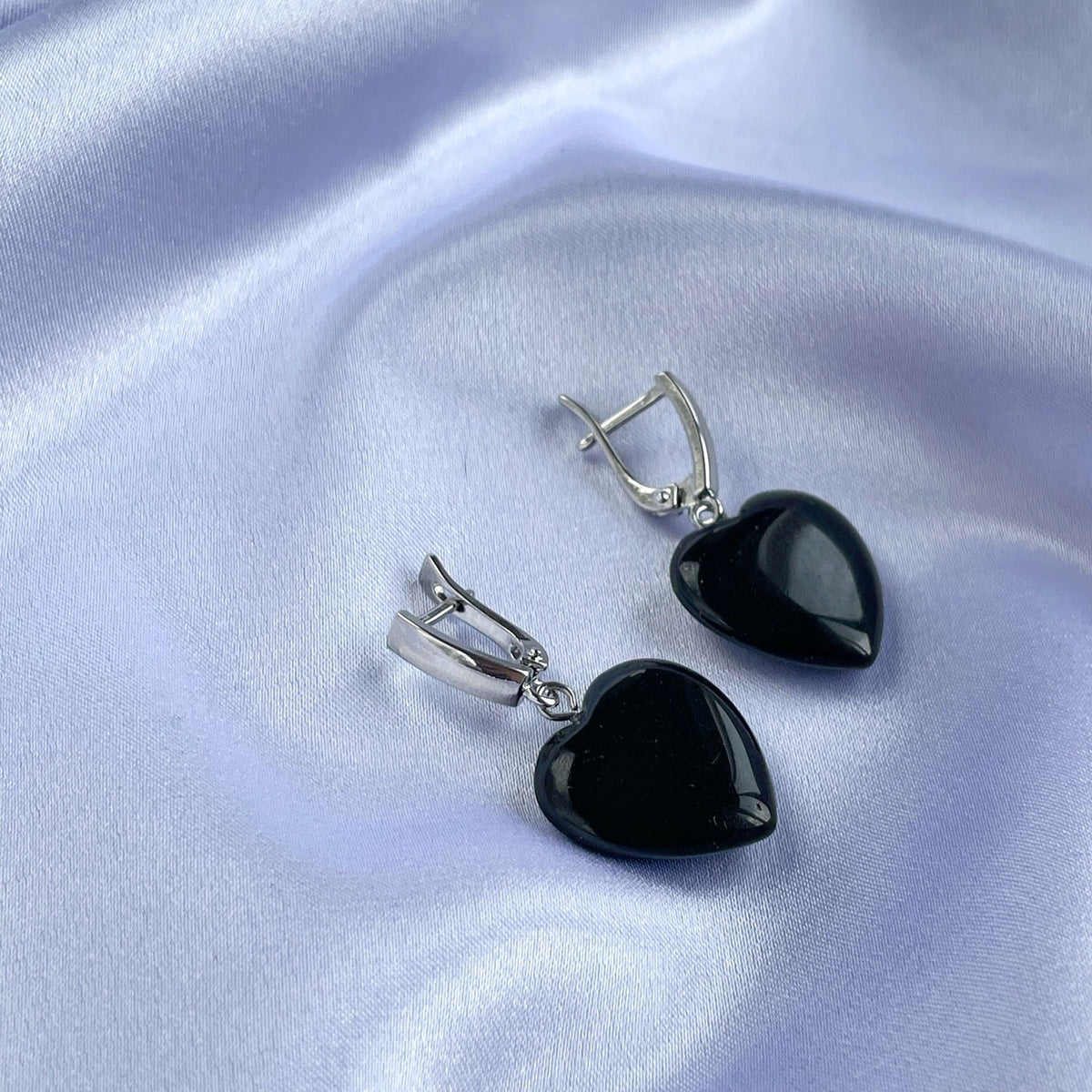 Black Obsidian heart earrings