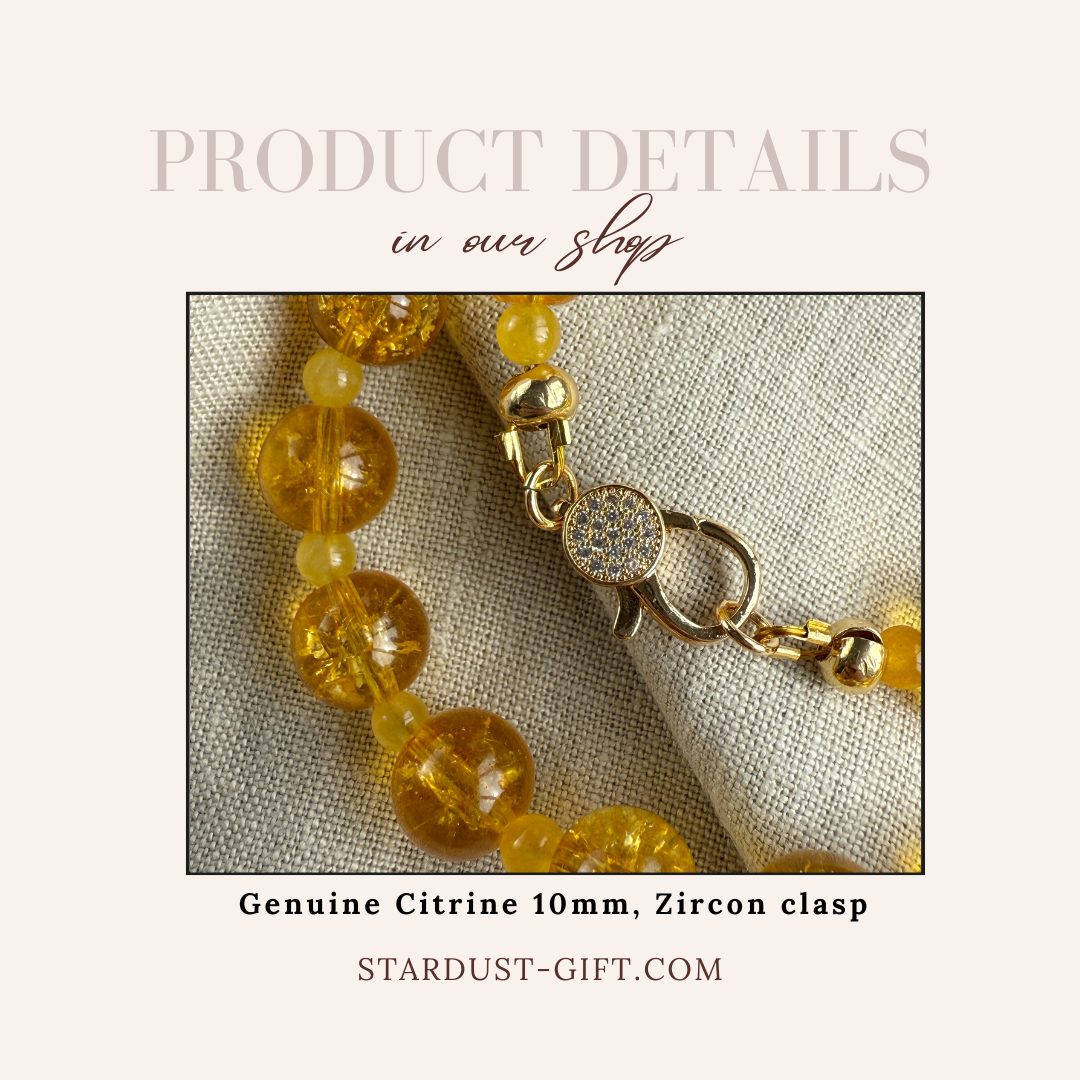 Natural Unheated 10mm Citrine Bead Necklace