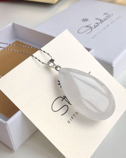 "Clarity" Gemstone Drop-Shaped Clear Quartz Pendant