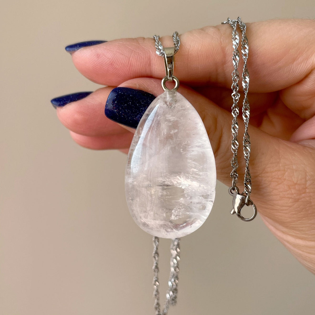 "Clarity" Gemstone Drop-Shaped Clear Quartz Pendant