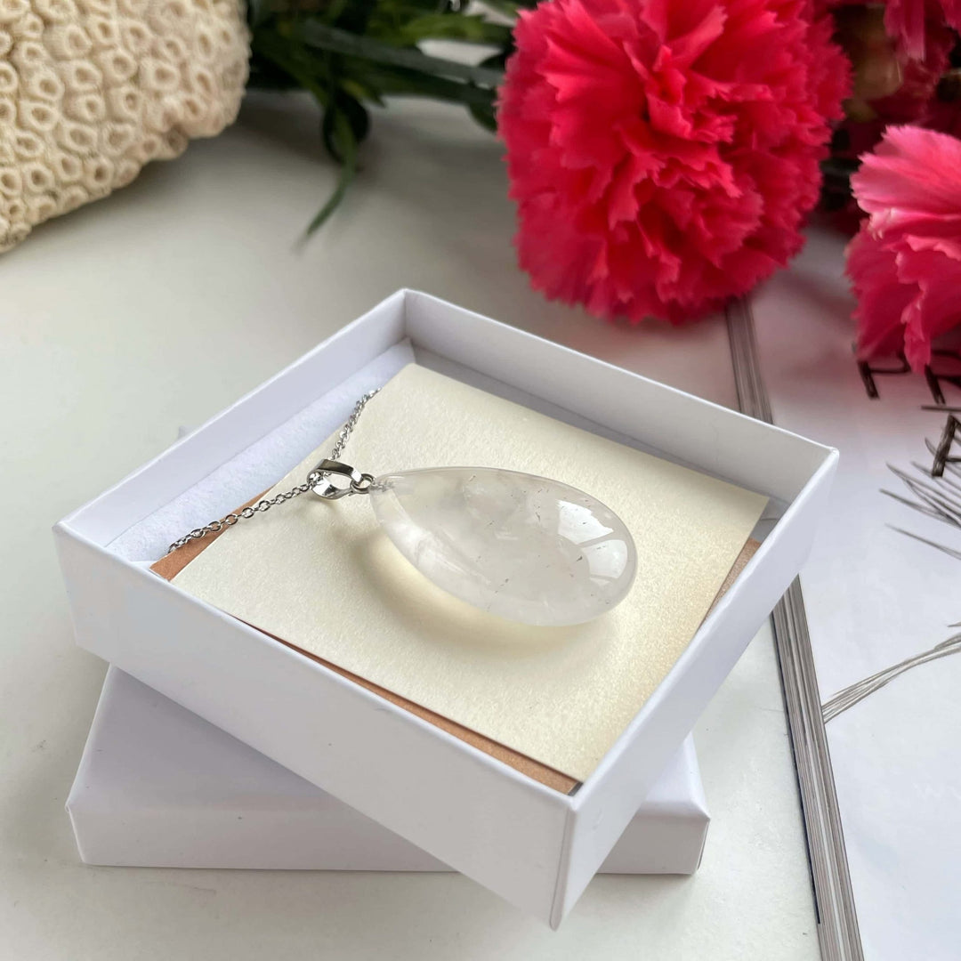 "Clarity" Gemstone Drop-Shaped Clear Quartz Pendant