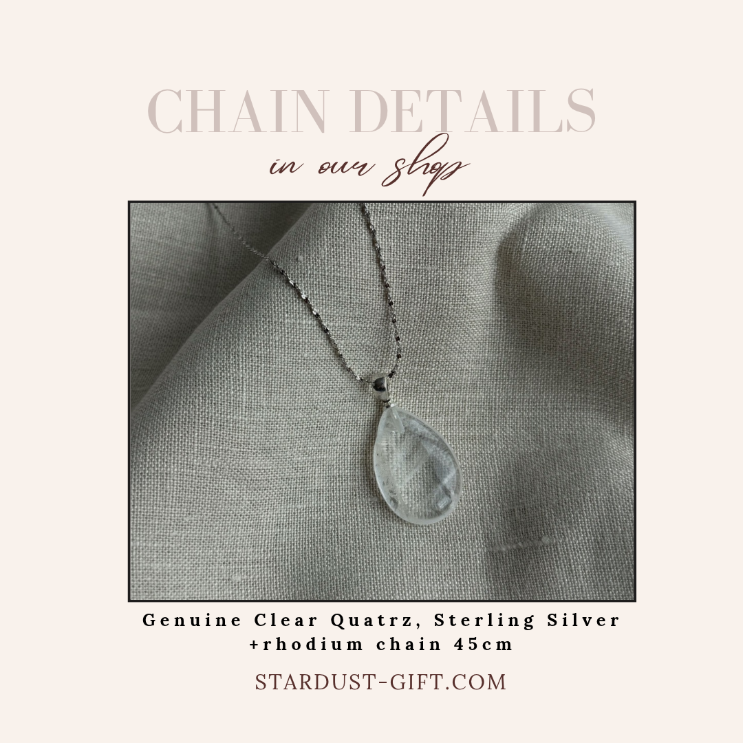 Clear Quartz Drop Pendant 1.5x2.5cm