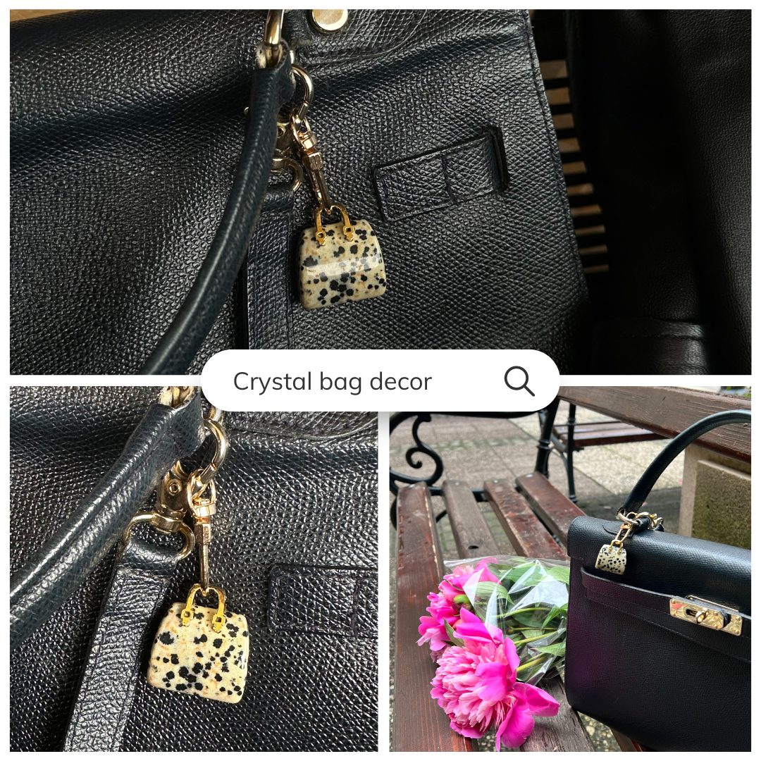 Modern Gemstone Handbag Keychain | Mini Crystal Bag Charm