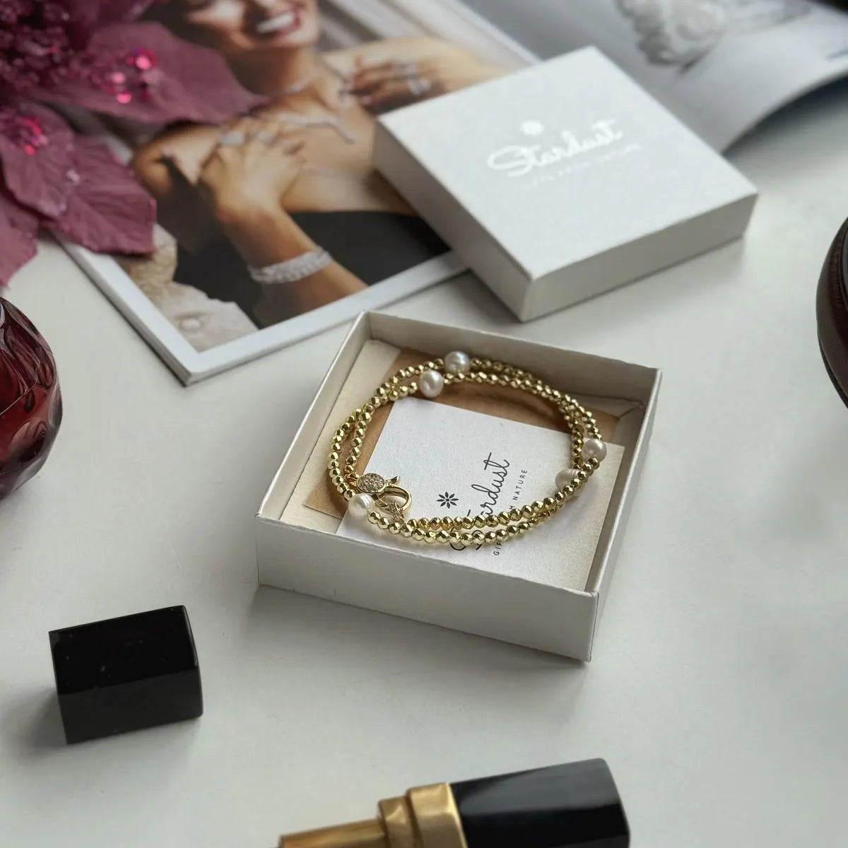 Luxury Freshwater Pearl Choker | Gold Hematite & Zircon Clasp