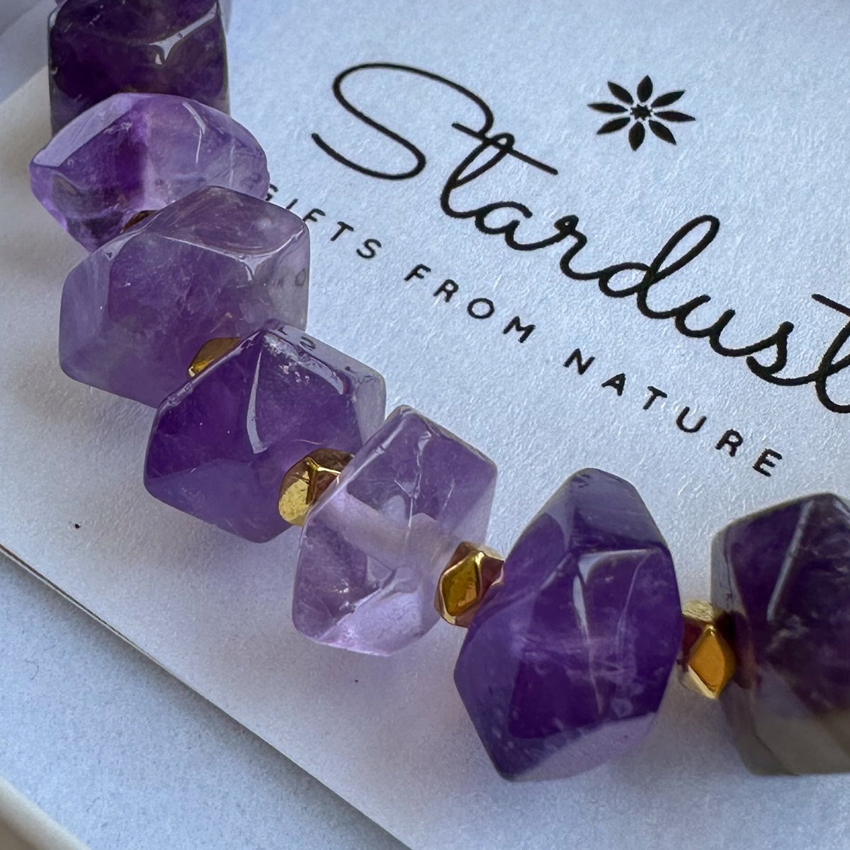 ROYAL AMETHYST | Faceted Purple Gemstone Bracelet with Gold Accents