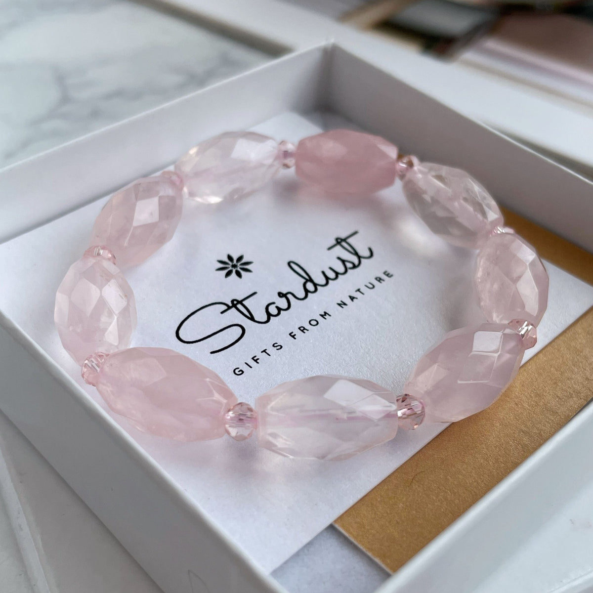 Large faced Rose Quartz bracelet