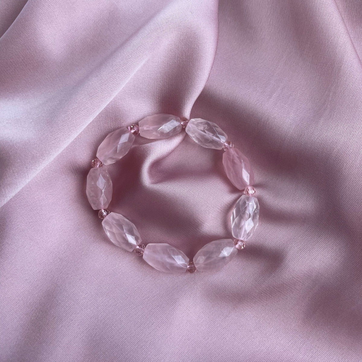 Large faced Rose Quartz bracelet