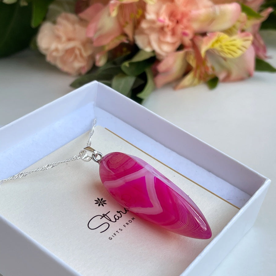 Magenta Pink Agate Point Pendant