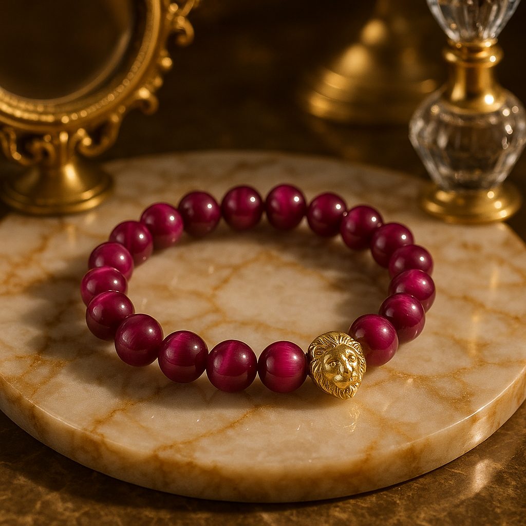Luxury Tiger eye womens bracelet gold lion