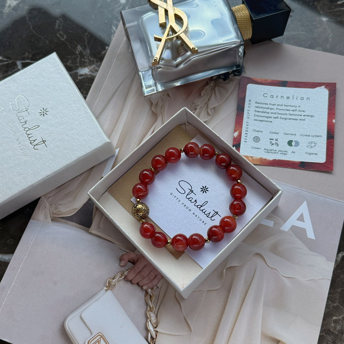 RADIANCE Carnelian Bracelet | Natural Orange Gemstone & Gold Hematite