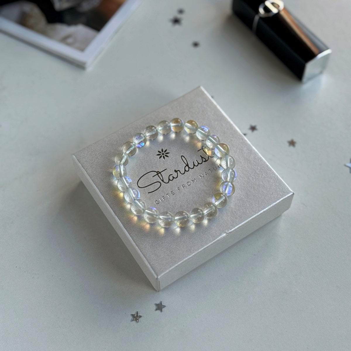 Glossy Aqua Aura Quartz bracelet 8mm