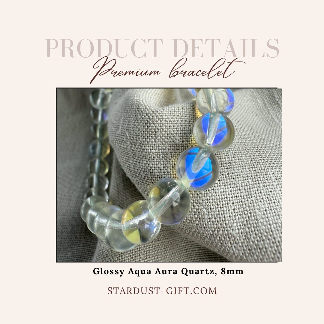 Glossy Aqua Aura Quartz bracelet 8mm