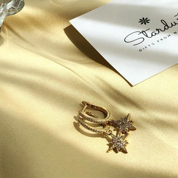 Small Gold Star charm Hoops
