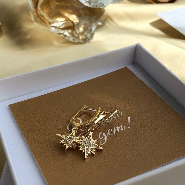Small Gold Star charm Hoops