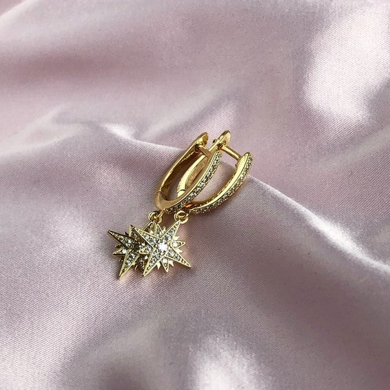 Small Gold Star charm Hoops