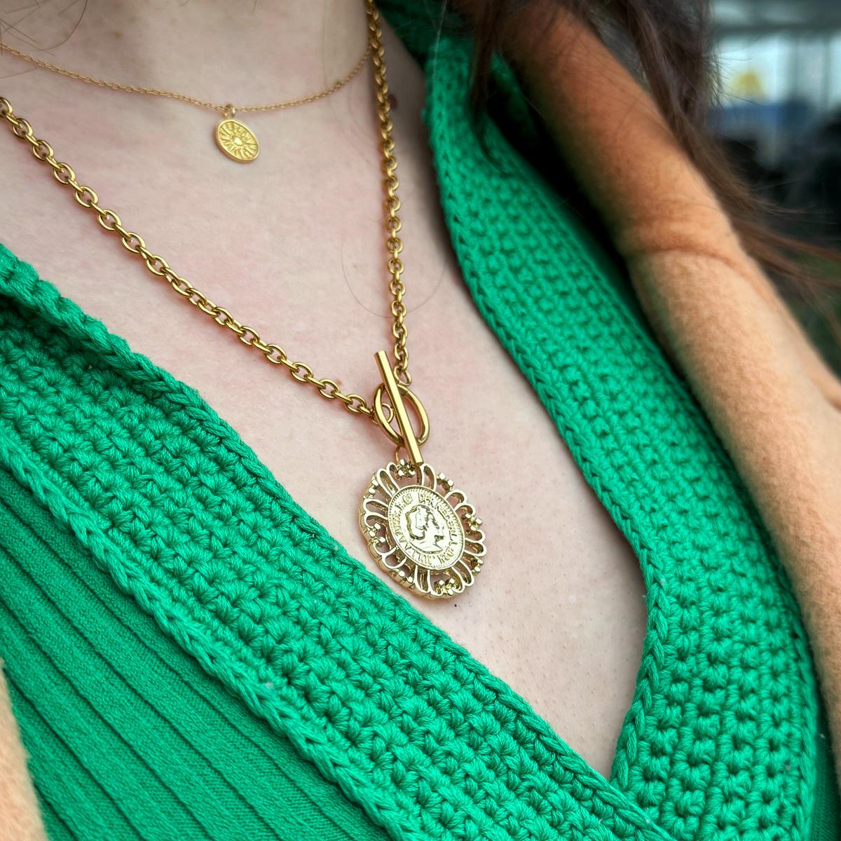 Goddess Antique Gold Coin Necklace | 18K Gold Plated
