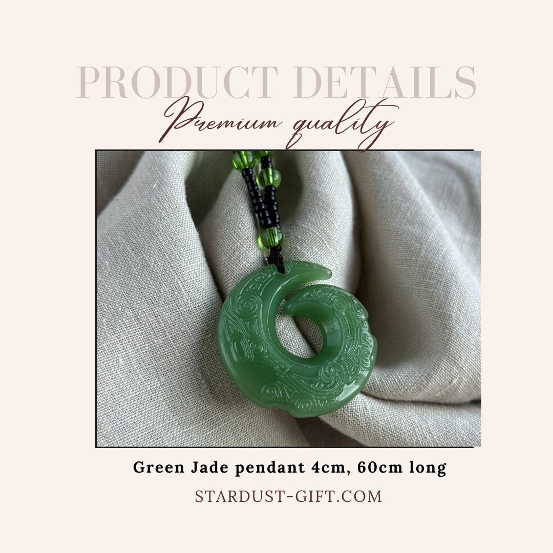 Medium Jade Pendant 4cm, Green Dragon Jade Necklace