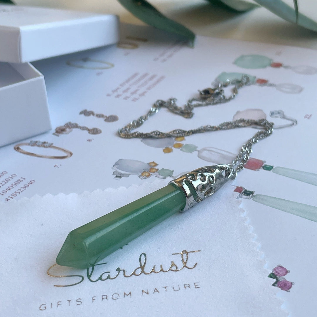Natural Green Jade prism Pendant