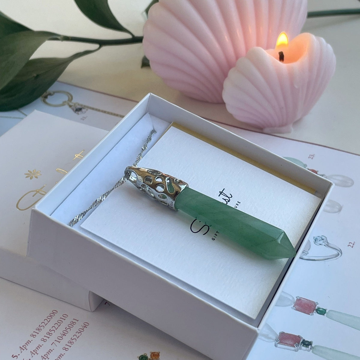 Natural Green Jade prism Pendant
