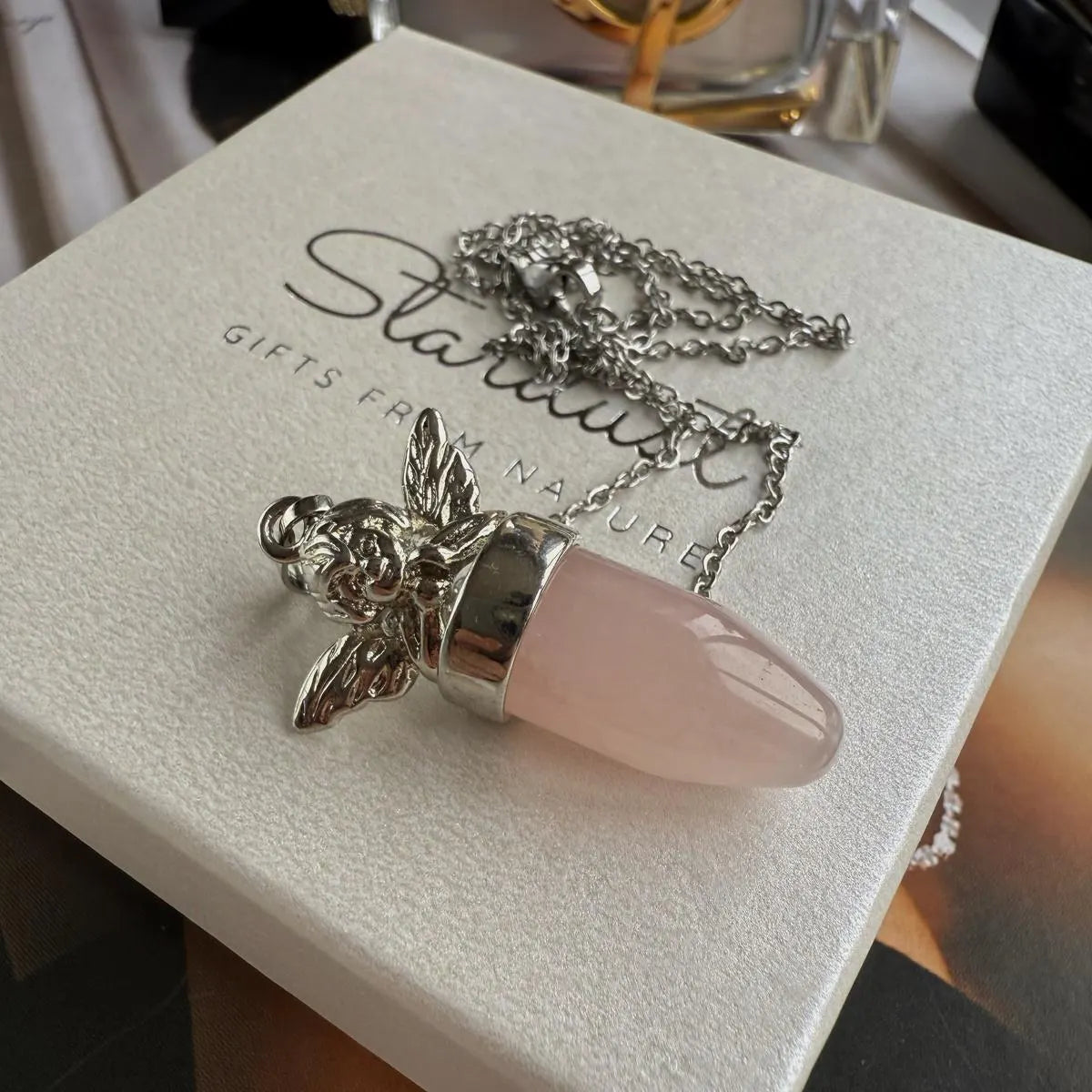 Gemstone Angel Point Pendant Necklace | Silver