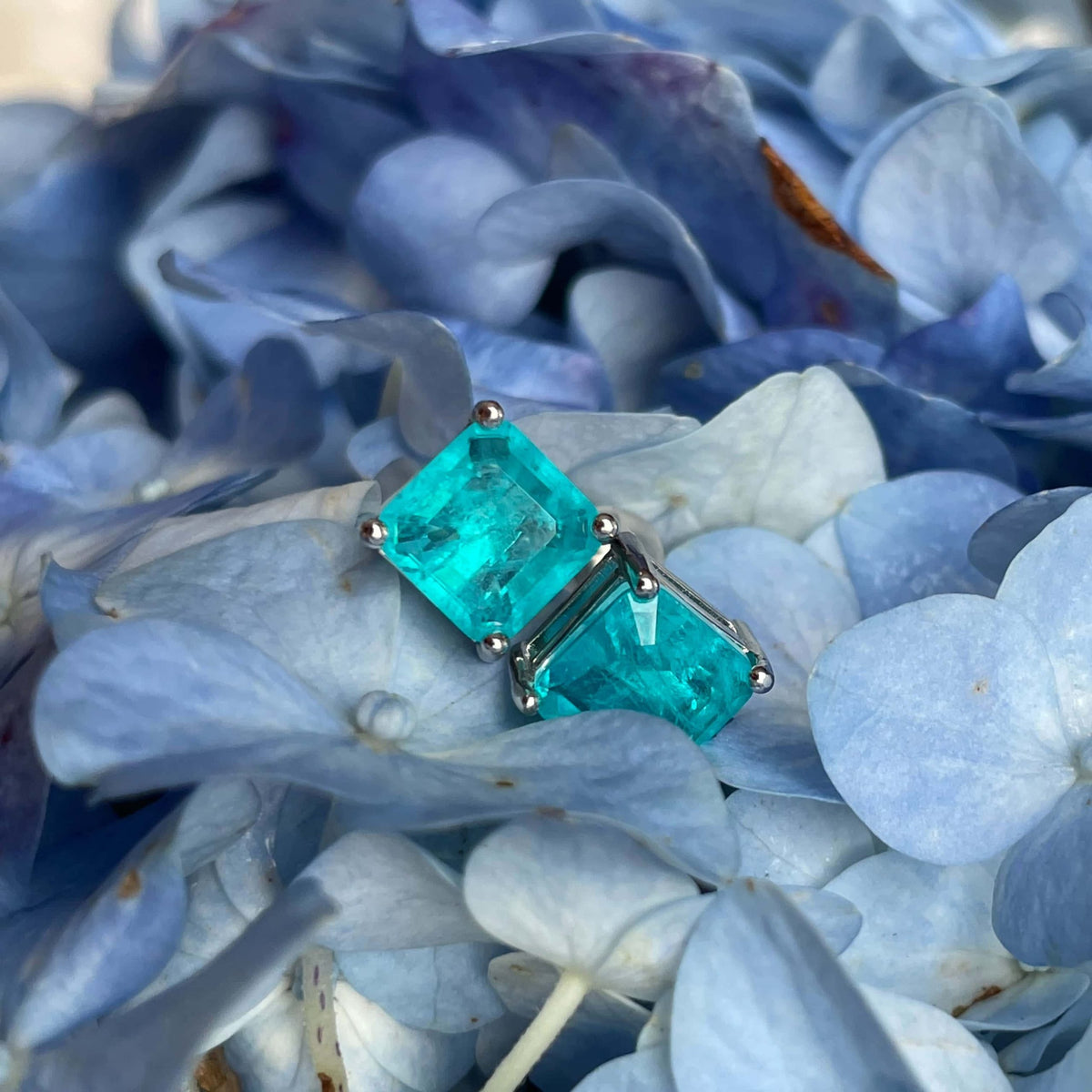 Tourmaline Paraiba stud earrings 7mm Royal jewelry