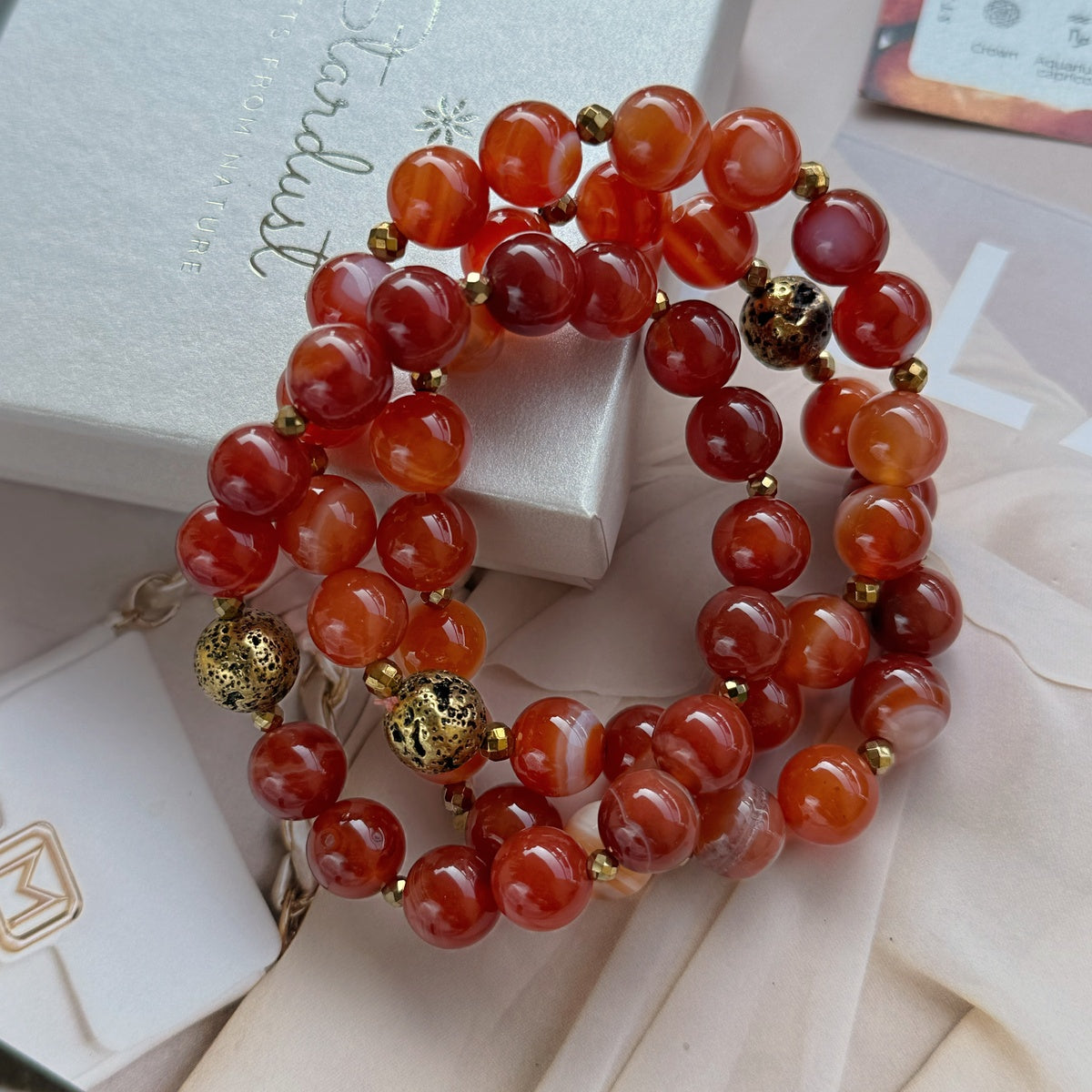 RADIANCE Carnelian Bracelet | Natural Orange Gemstone & Gold Hematite