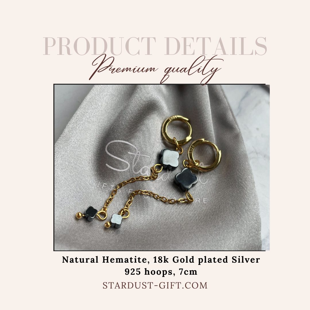 Éclat d’Argent | Handmade Hematite Clover Earrings