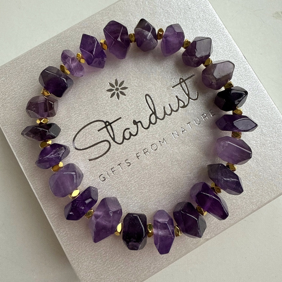 ROYAL AMETHYST | Faceted Purple Gemstone Bracelet with Gold Accents